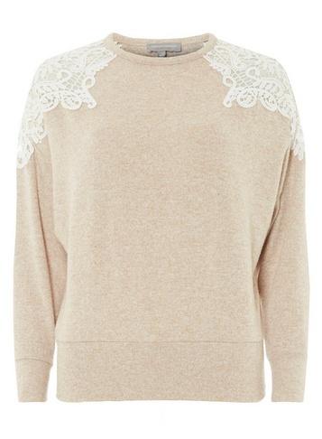 Dorothy Perkins Petite Camel Lace Detail Jumper