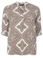 Dorothy Perkins Ivory Square Print Roll Sleeve Shirt