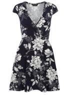 Dorothy Perkins Navy Floral Wrap Dress