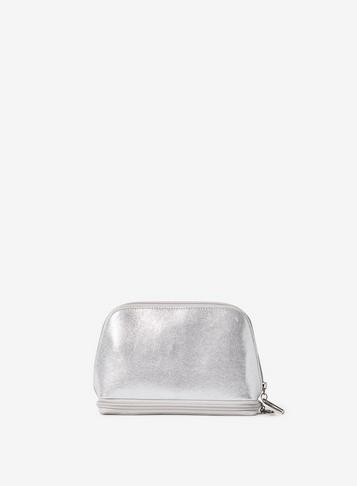 Dorothy Perkins Silver Curved Zip Makeup Bag