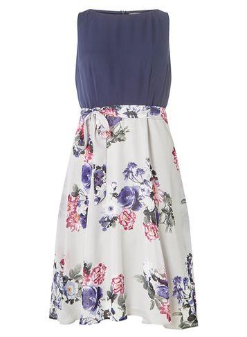 Dorothy Perkins *billie & Blossom Petite Grey Print Midi Skater Dress