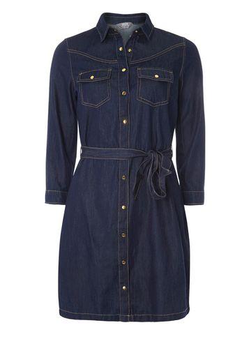 Dorothy Perkins Blue Long Sleeve Denim Shirt Dress
