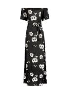 Dorothy Perkins Black Floral Print Maxi Bardot Dress