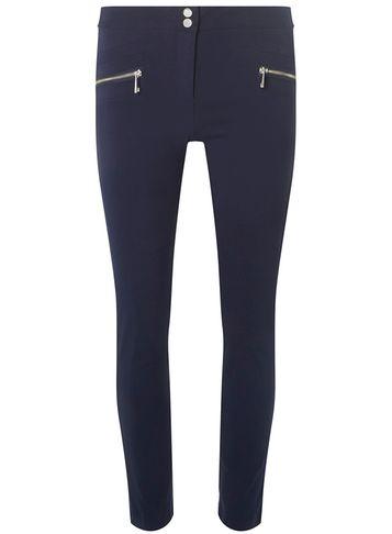 Dorothy Perkins Navy Popper Zip Stretch Skinny Trousers