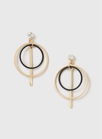 Dorothy Perkins Gold And Black Hoop Earrings