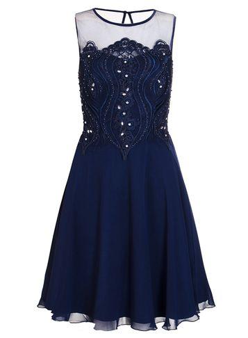 Dorothy Perkins *quiz Navy Chiffon Embellished Dress