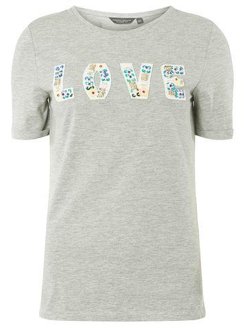 Dorothy Perkins *tall Grey Embellished Letter T-shirt