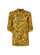 Dorothy Perkins Yellow Animal Print Roll Sleeve Shirt