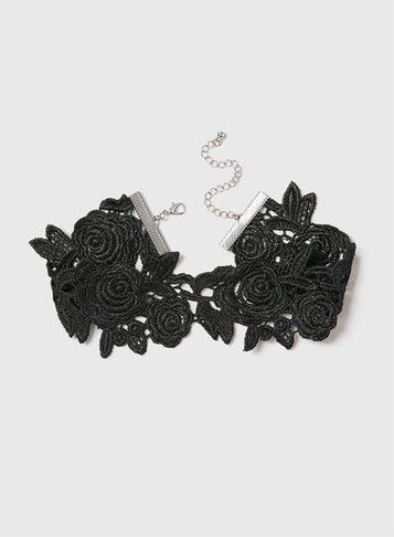 Dorothy Perkins Black Flower Lace Choker Necklace