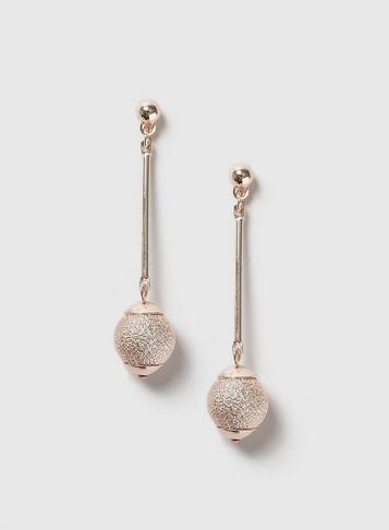 Dorothy Perkins Rose Gold Sandblast Ball Drop Earrings
