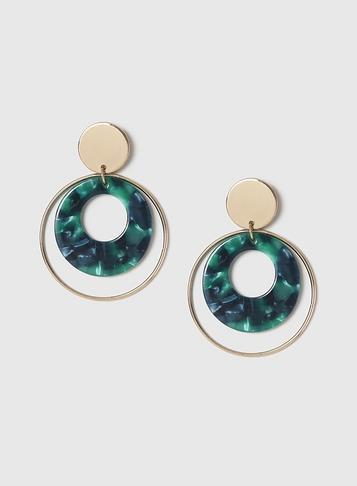 Dorothy Perkins Green Circle Drop Earrings