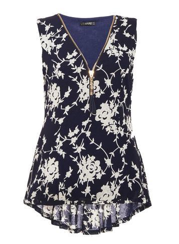 Dorothy Perkins *quiz Navy And Cream Peplum Top