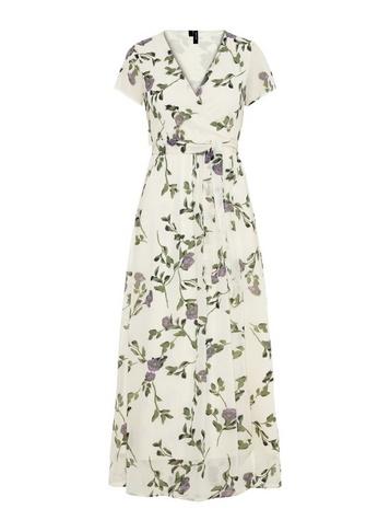 *vero Moda Ivory Floral Print Wrap Dress