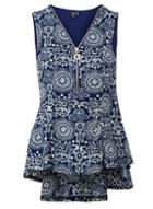 *izabel London Blue Eastern Print Peplum Vest