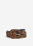 Dorothy Perkins Brown Tiger Print Square Covered Buckle Belt