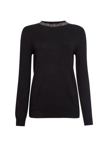 Dorothy Perkins Black Embellished Choker Jumper