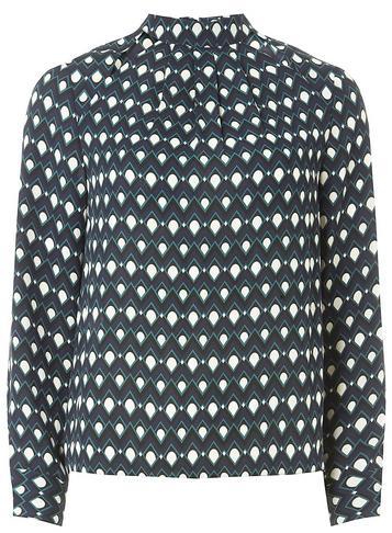 Dorothy Perkins Green Geometric Print Long Sleeve Top