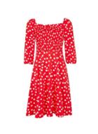 Dorothy Perkins Red Floral Gypsy Shirred Fit And Flare Dress