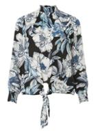 Dorothy Perkins Grey Floral Print Tie Hem Top