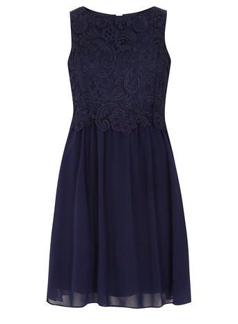 Dorothy Perkins *showcase Navy Lace Body Prom Dress