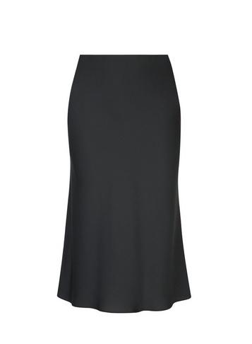 Dorothy Perkins Petite Black Satin Bias Cut Midi Skirt