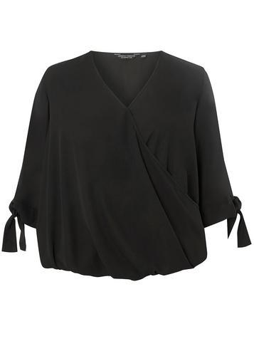 Dorothy Perkins *dp Curve Black Bubble Hem Wrap Top