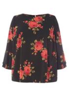 Dorothy Perkins Dp Curve Black Floral Print Double Layer Top