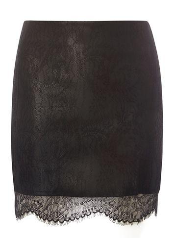 Dorothy Perkins *only Black Pu And Lace Detail Skirt