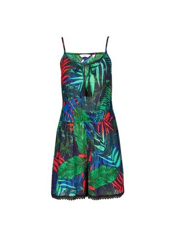 Dorothy Perkins *dp Beach Green Palm Print Playsuit