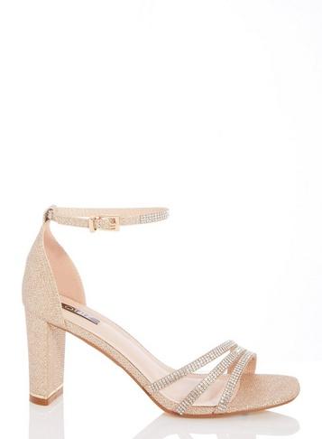 *quiz Shimmer Diamante Heeled Sandals