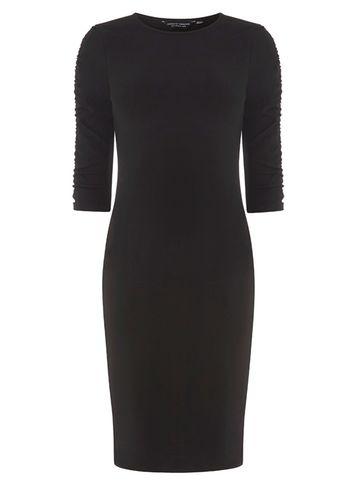 Dorothy Perkins *tall Black Rouched Sleeve Bodycon Dress