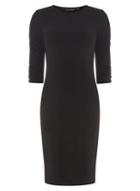Dorothy Perkins *tall Black Rouched Sleeve Bodycon Dress