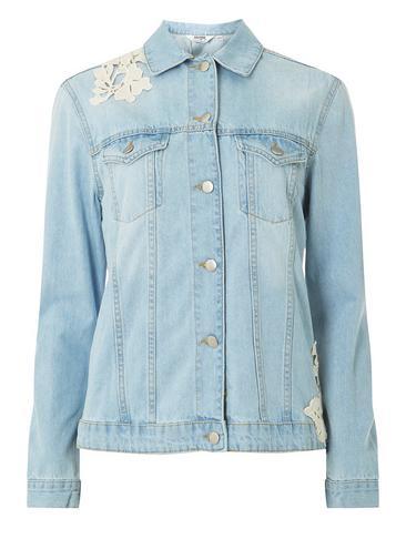 Dorothy Perkins Blue Bleach Lace Applique Denim Jacket