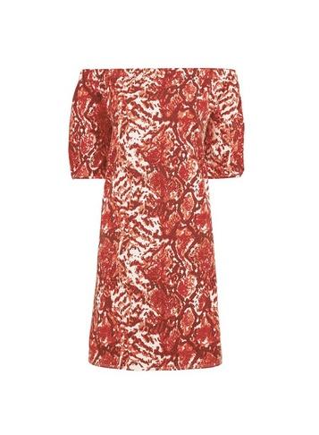 Dorothy Perkins Red Snake Print Bardot Dress