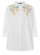 Dorothy Perkins Dp Curve White Tropical Embroidered Shirt