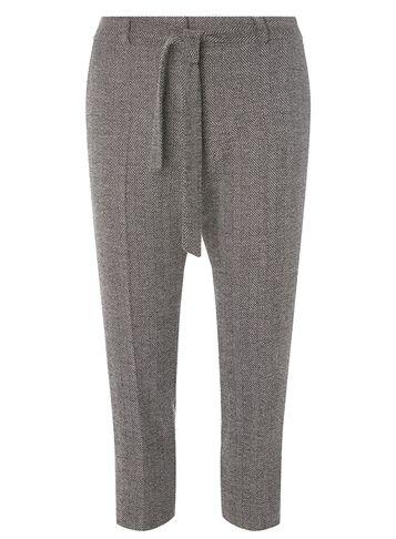 Dorothy Perkins Petite Grey Herringbone Tie Waist Ankle Grazer Trousers