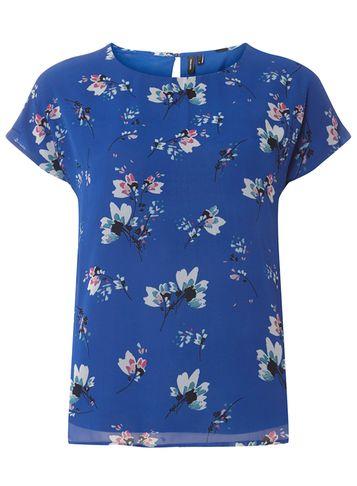 Dorothy Perkins *vero Moda Cobalt Floral Print Shell Top