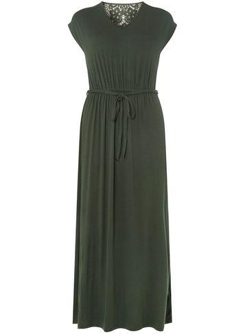 Dorothy Perkins Petite Khaki Crochet Back Maxi Dress