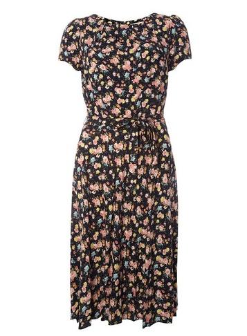 *billie & Blossom Tall Navy Ditsy Print Viscose Dress