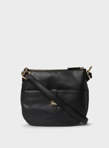 Dorothy Perkins Black Double Bar Messenger Bag