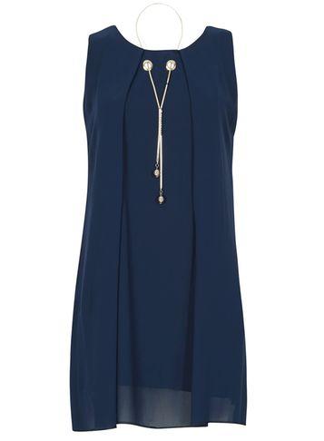 Dorothy Perkins *izabel London Navy Necklace Trim Top