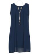 Dorothy Perkins *izabel London Navy Necklace Trim Top