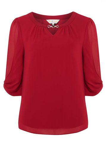 Dorothy Perkins *billie & Blossom Dark Pink Diamante Neck Trim Blouse