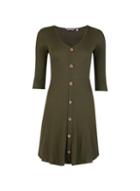 Dorothy Perkins Petite Khaki Ribbed Dress