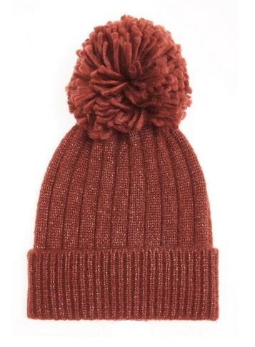 *quiz Rust Pom Pom Knitted Hat