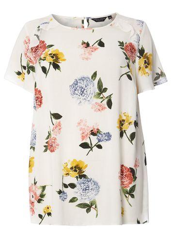 Dorothy Perkins Dp Curve Floral Ruffle Soft T-shirt