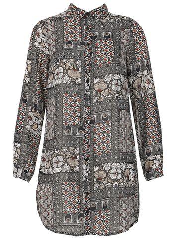Dorothy Perkins *tenki Black Pattern Shirt Dress