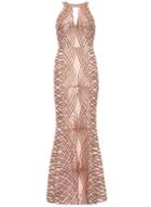 Dorothy Perkins *quiz Rose Gold Fishtail Maxi Dress