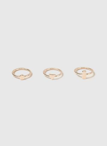 Dorothy Perkins Rose Gold Simple Geometric Shape Ring Pack