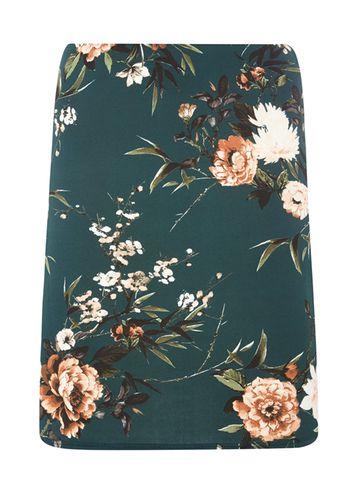 Dorothy Perkins Green Floral Print Scuba Mini Skirt